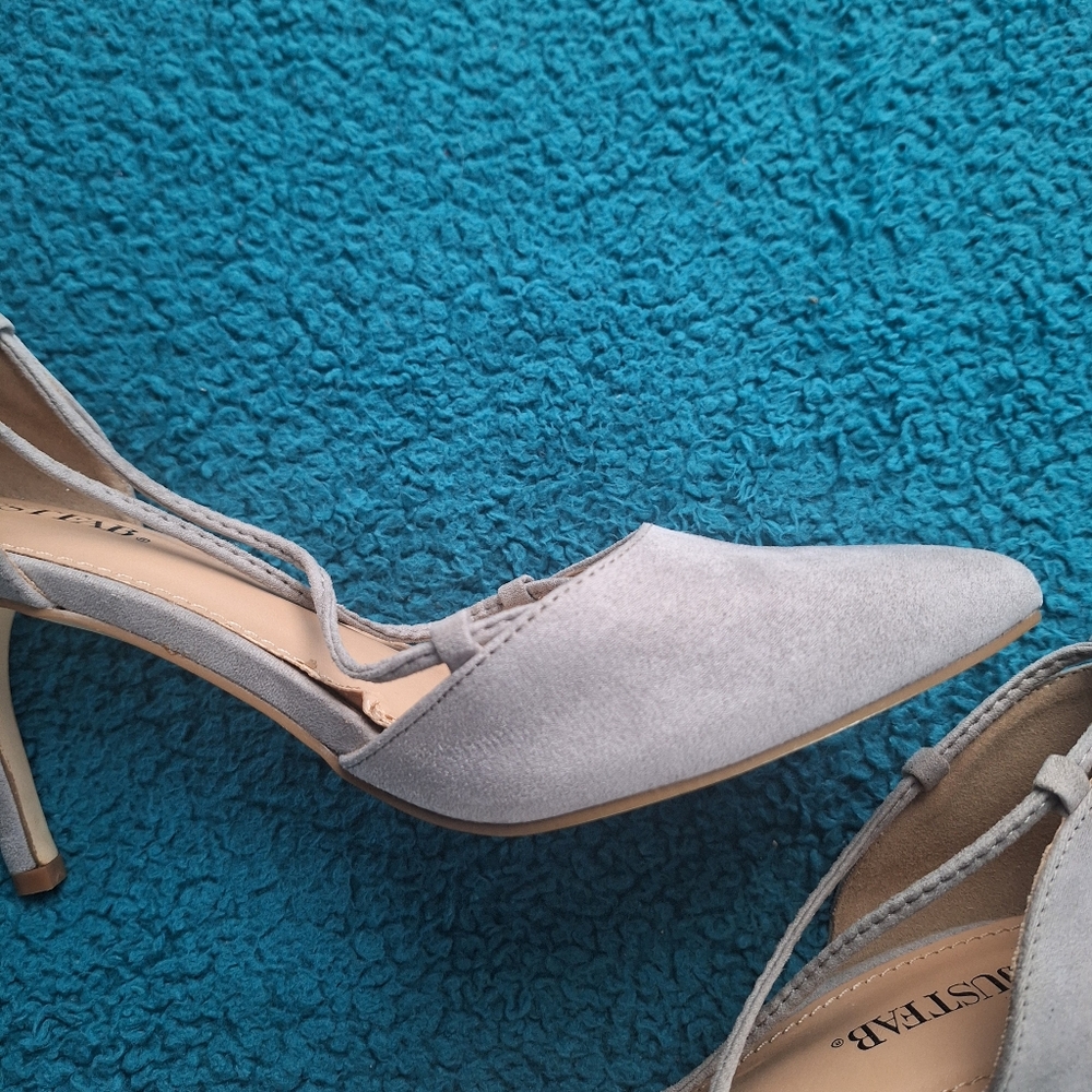 JustFab | Women's Gray Suede Lace Up Heels size 8.5 - Picture 13 of 17